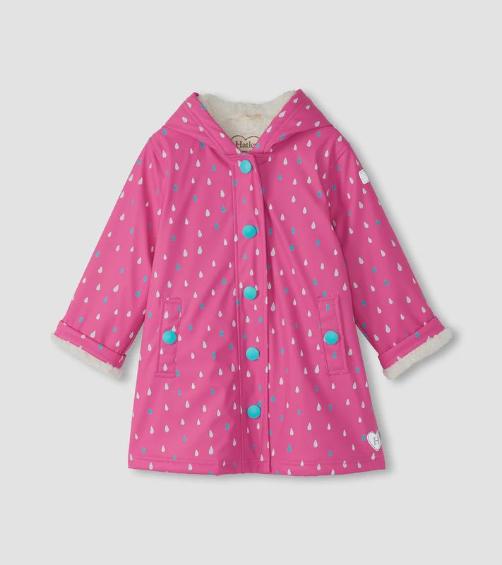 Tiny Dots Sherpa Lined Button-Up Rain Jacket