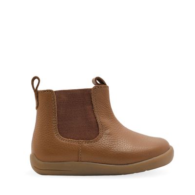AVENUE TAN LEATHER BOYS ZIP-UP FIRST BOOTS