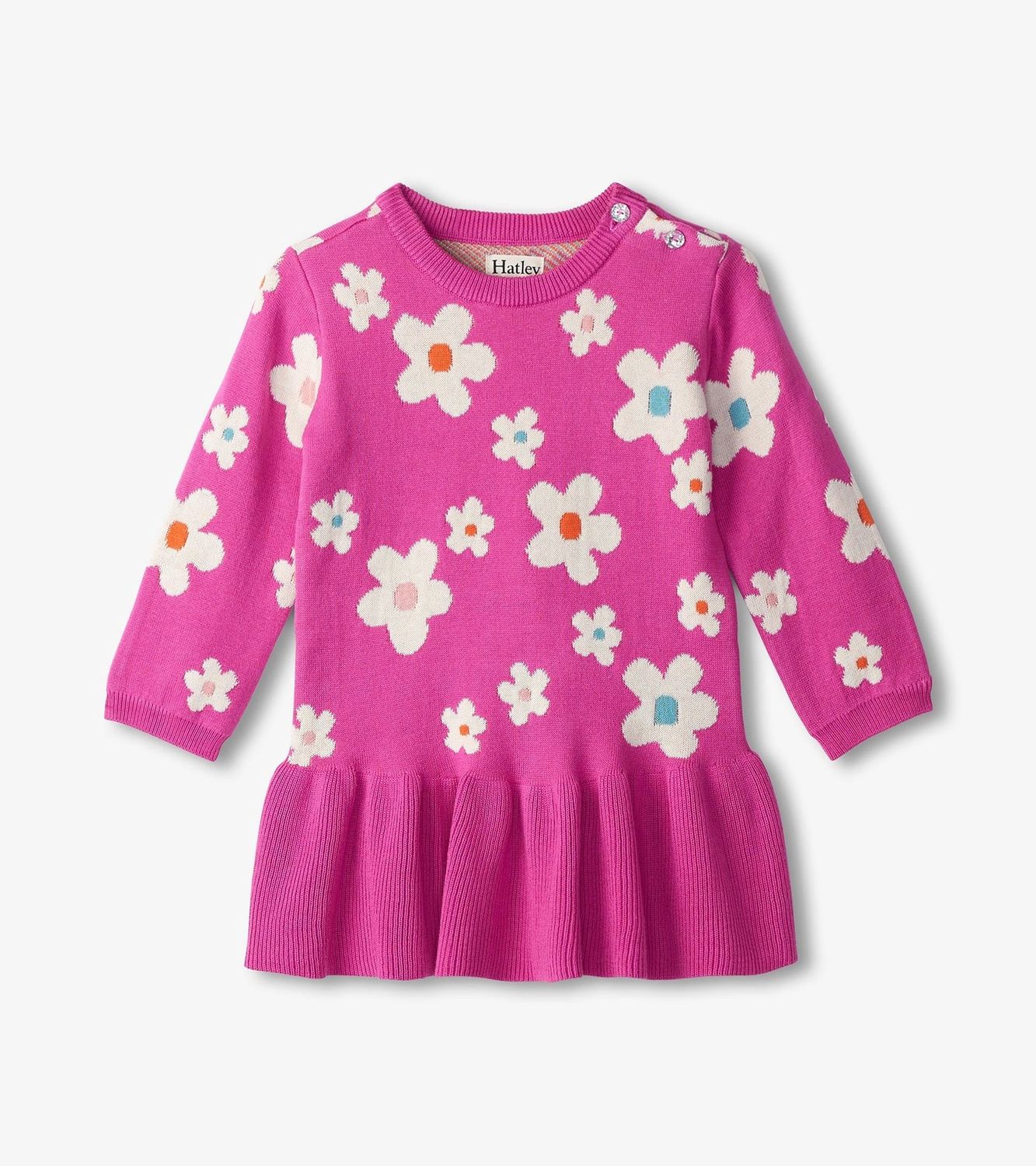 New Flowers Flounce Hem Sweater Dress