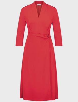 Symbiotic Red V Neck Jersey Dress