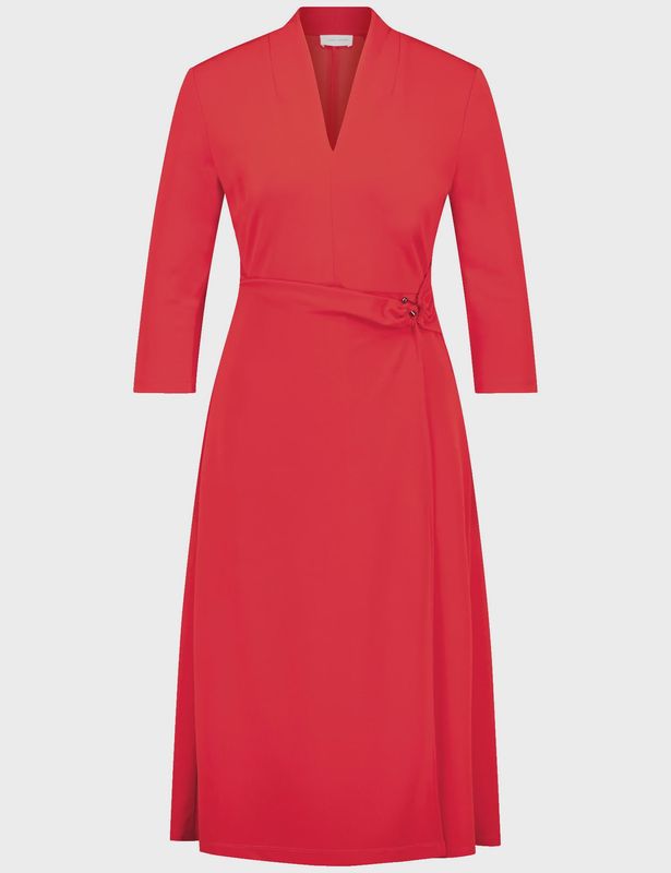 Symbiotic Red V Neck Jersey Dress