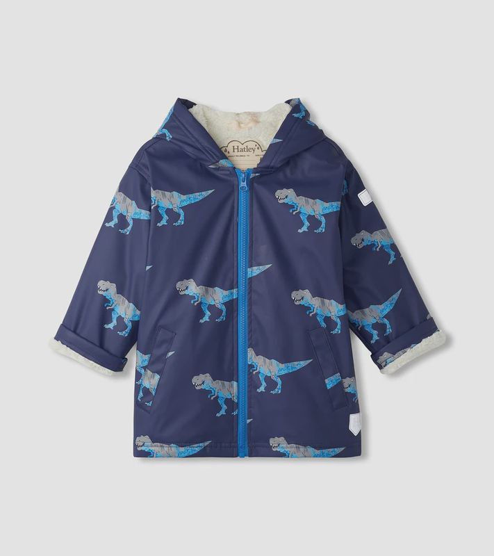 T-Rex Attack Sherpa Lined Zip-Up Rain Jacket