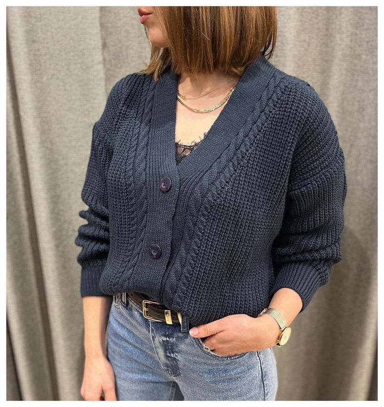 Cable Knit V-Neck Cardigan
