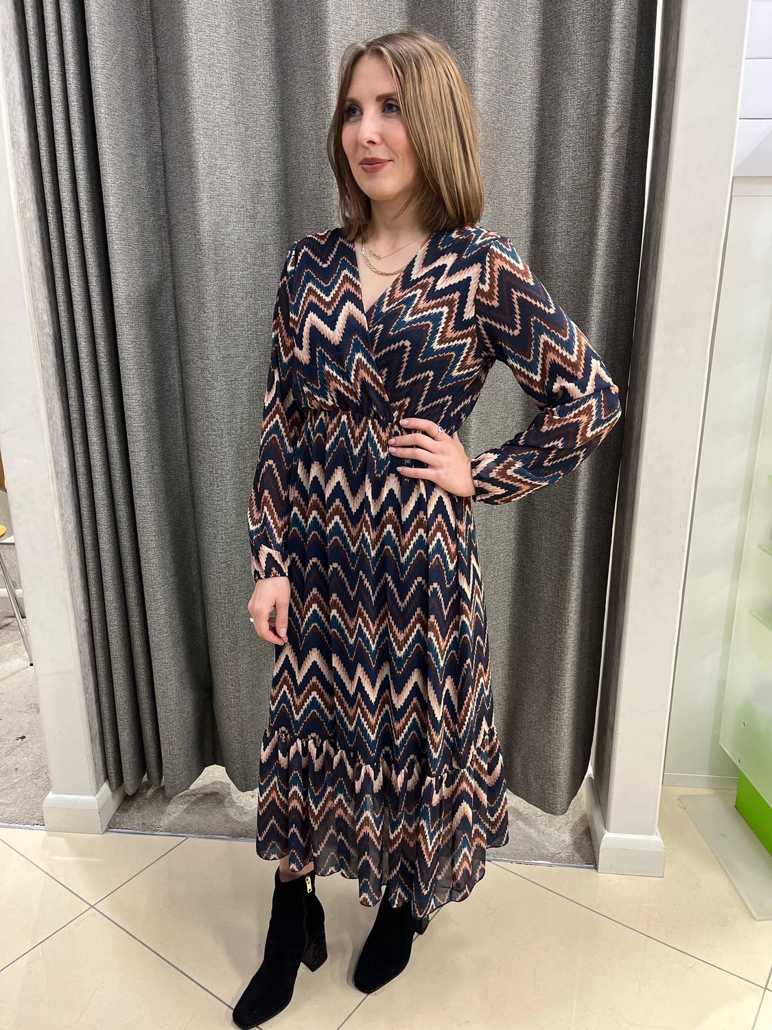 Criss-Cross Patterned Long Dress