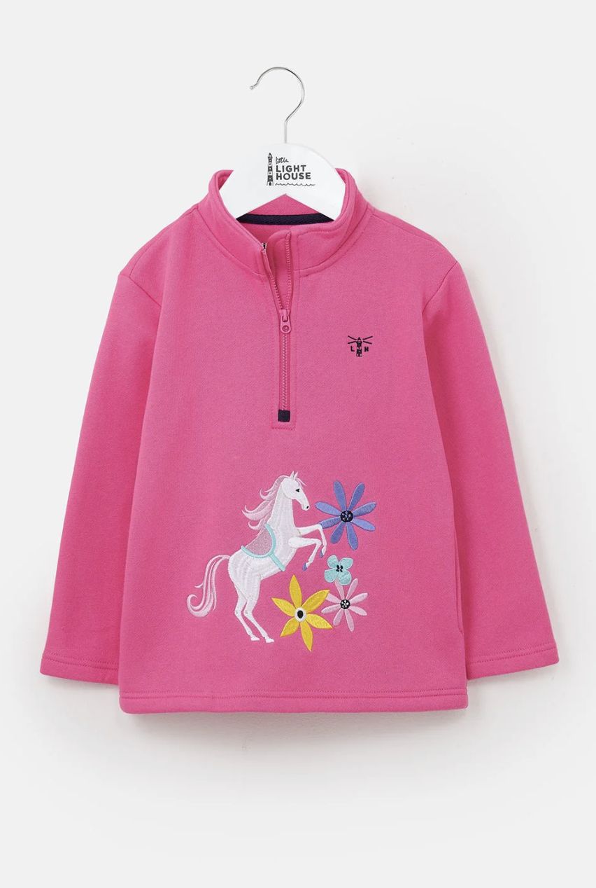 Robyn Half Zip Sweatshirt Pink &amp; Horse