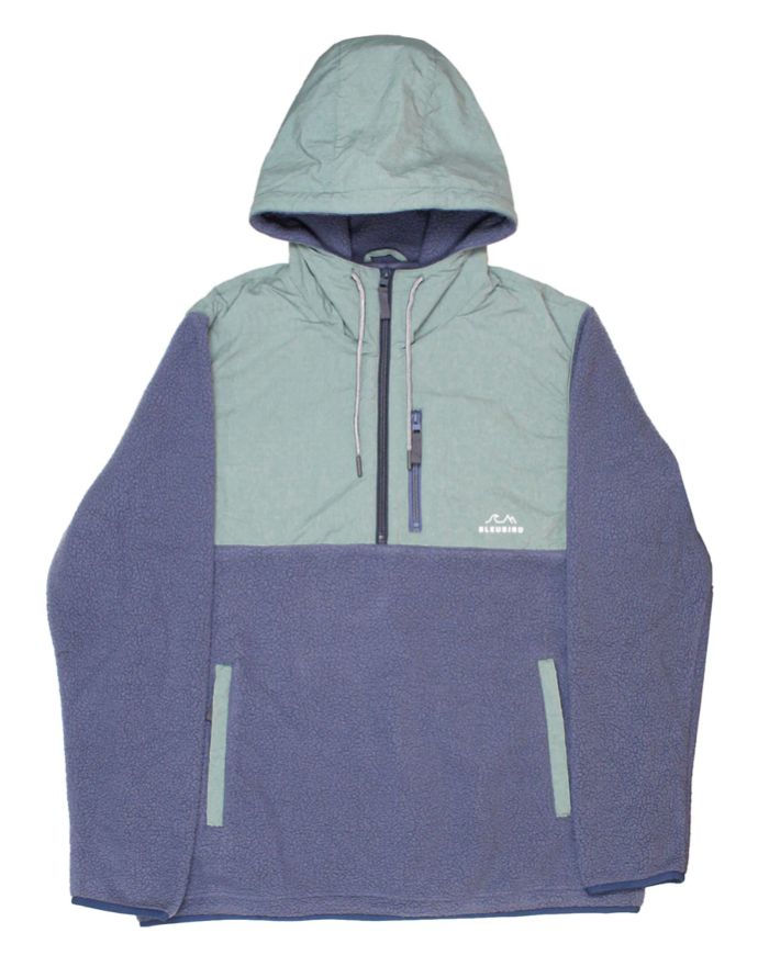 Polar Hybrid 1/4 Zip Hooded Fleece Denim