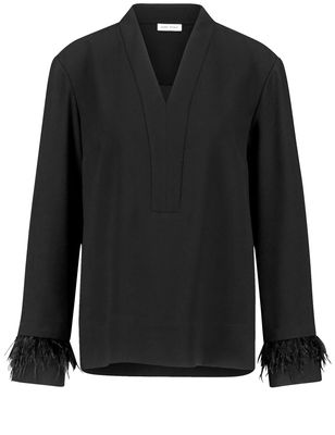 Midnight Moments Feathered Cuff Blouse Midnight Moments Feathered Cuff Blouse