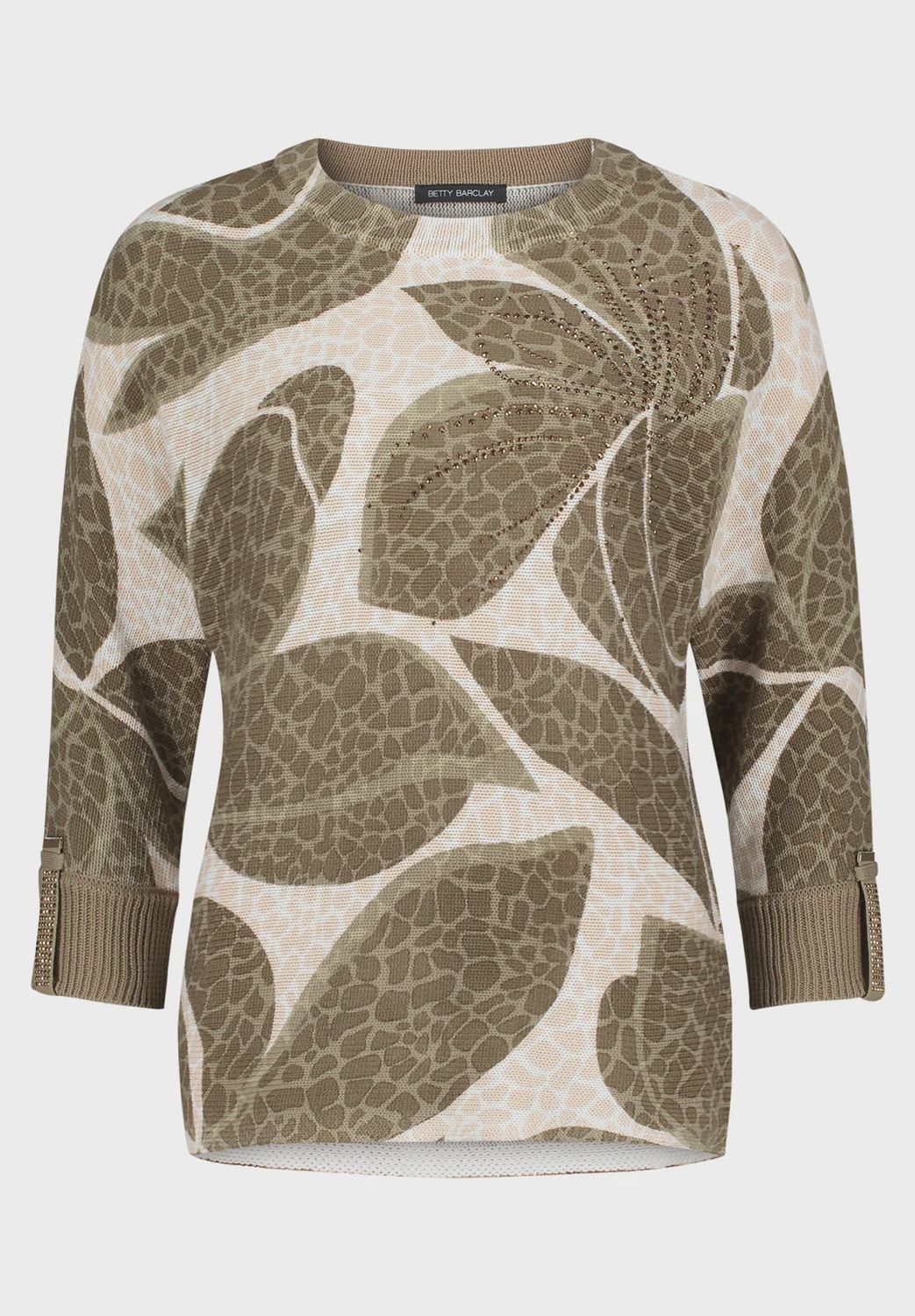 Rhinestone Patterned Jumper 5235 Khaki/Stone