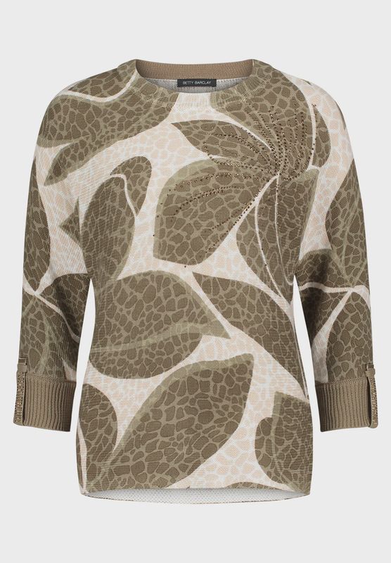Rhinestone Patterned Jumper 5235 Khaki/Stone