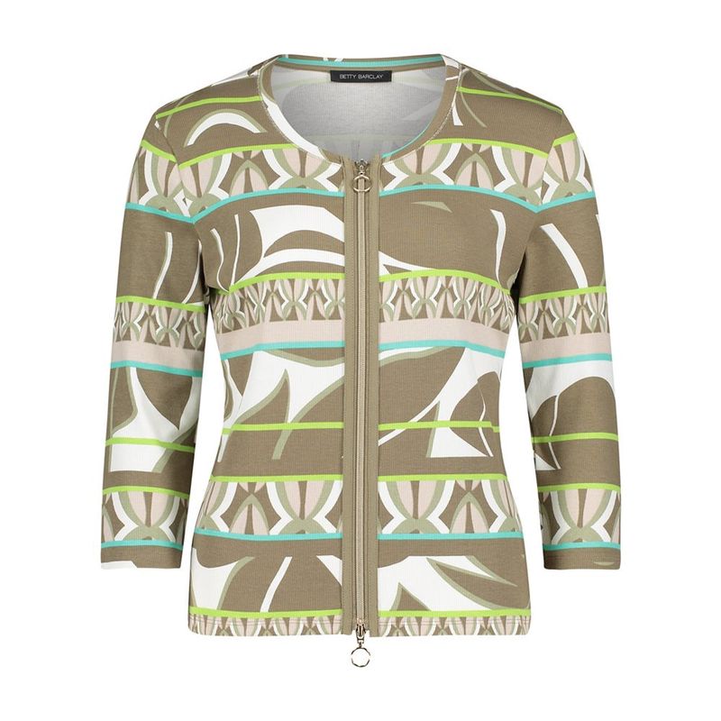 Zipped Patterned Jacket 2394 Khaki/Stone