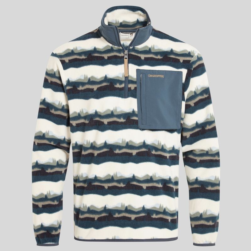 Men&#39;s National Trust Losehill Half Zip Fleece | Tranquil Blue Print