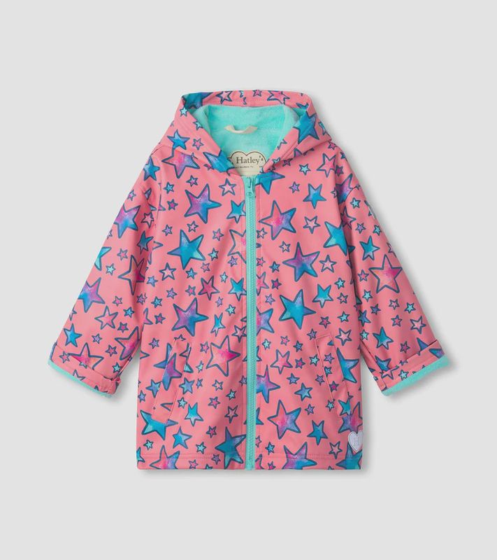 Girls Watercolour Doodles Zip-Up Raincoat