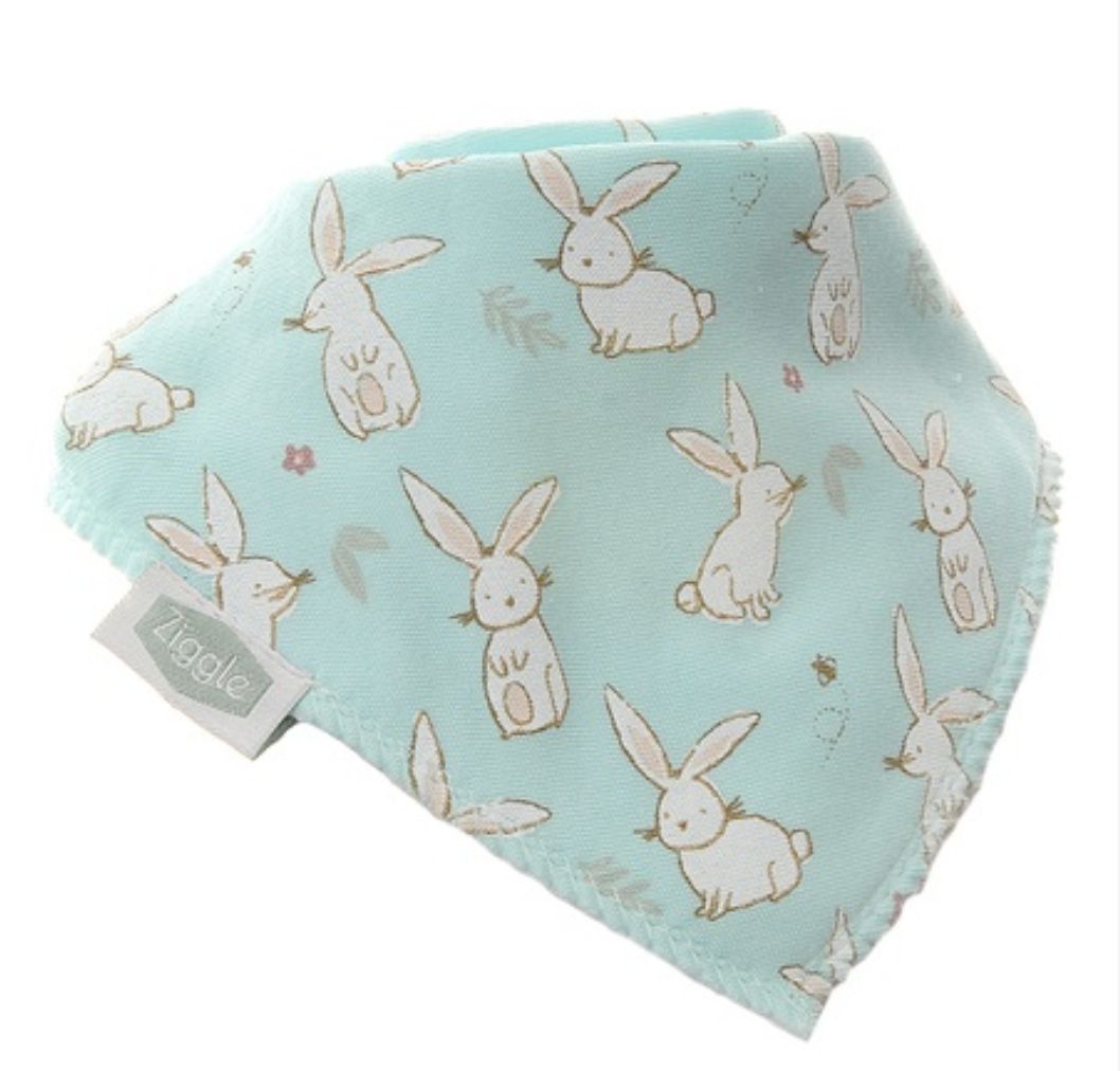 Bunnies on Mint Dribble Bib FUN0307