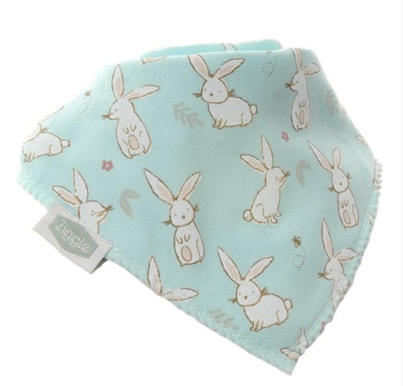 Bunnies on Mint Dribble Bib FUN0307