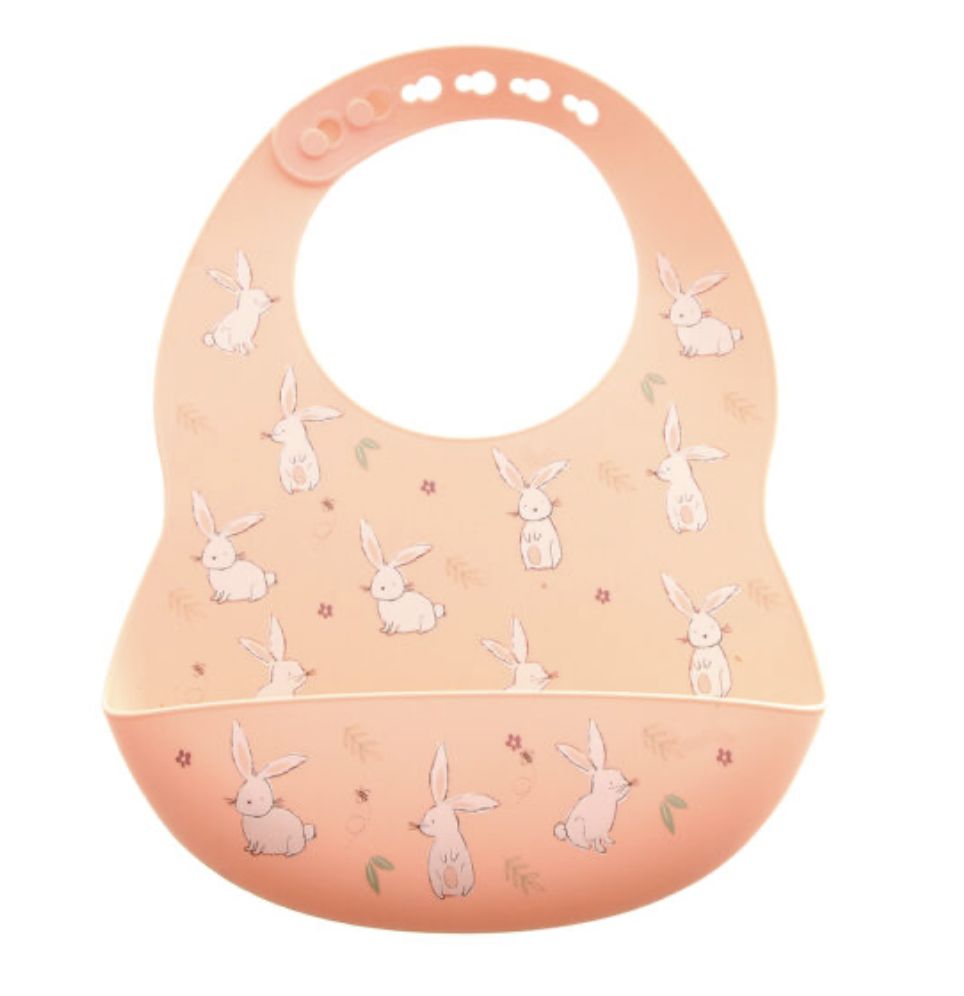 Catch It Silicone Bib Bunnies Pink SIL5058