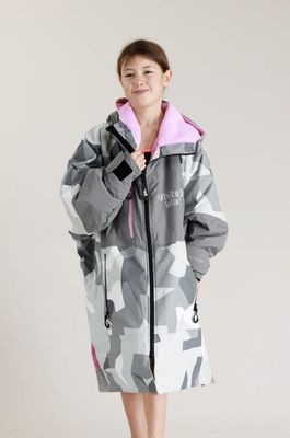 Arctic Camo with Pink Lining Kids Hard Shell Robe