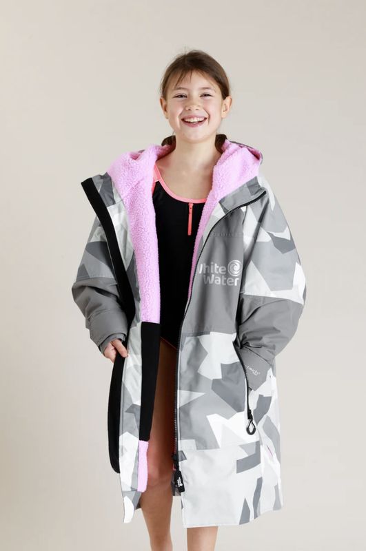Arctic Camo with Pink Lining Kids Hard Shell Robe