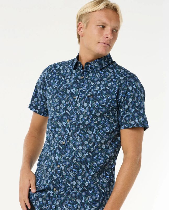 Floral Reef Short Sleeve Shirt - Washed Navy