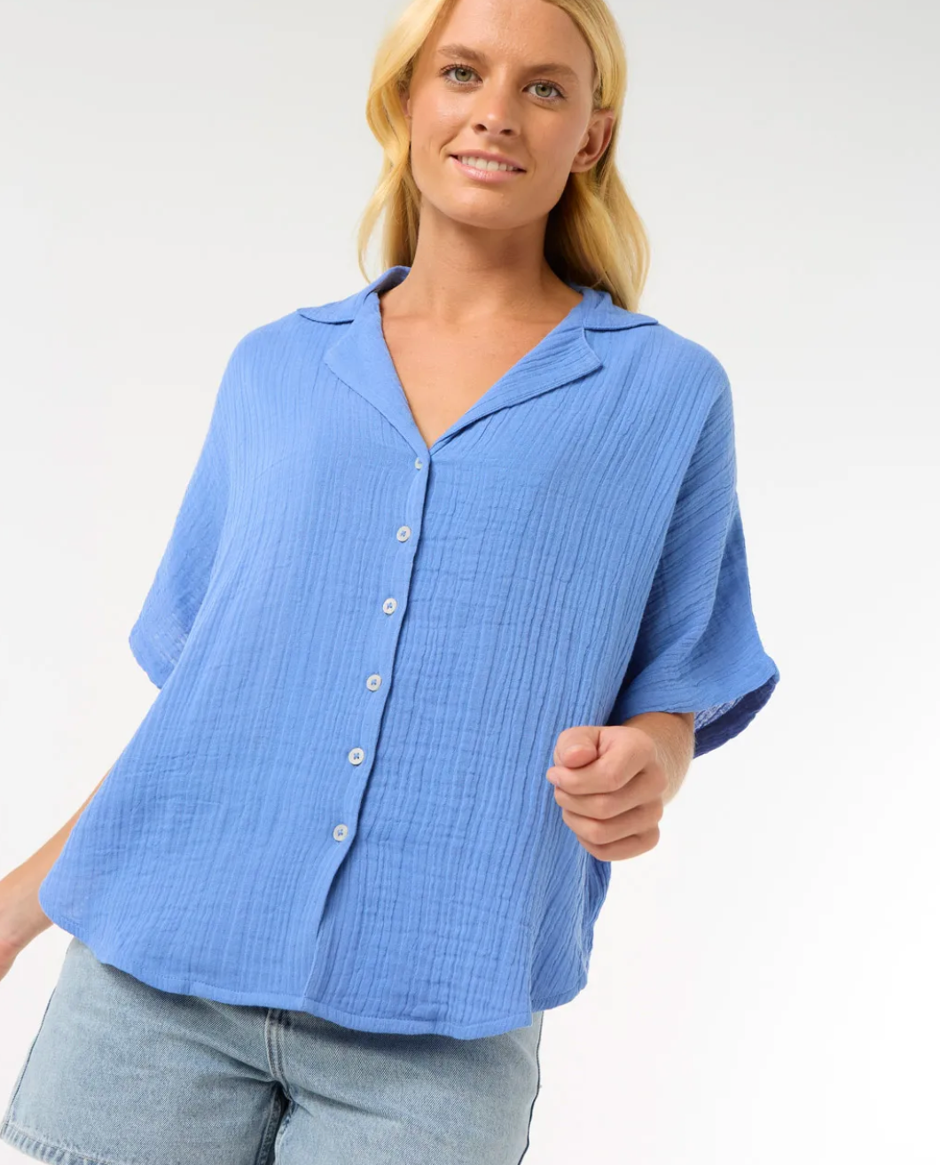 Premium Surf Short Sleeve Shirt - Blue