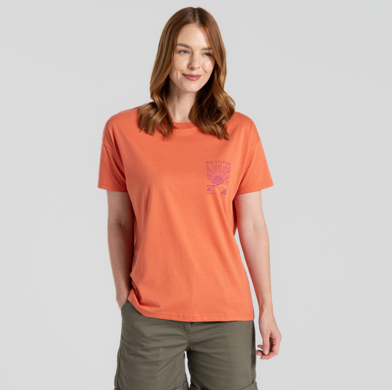 Women&#39;s National Trust Bistort Short Sleeved T-Shirt | Red Sandstone