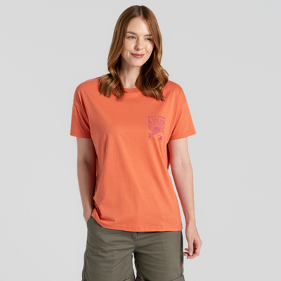 Women&#39;s National Trust Bistort Short Sleeved T-Shirt | Red Sandstone