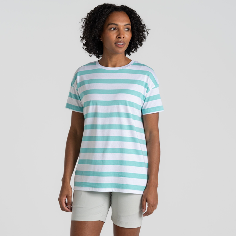 Women&#39;s Yago Short Sleeved Top | Aqua Sky Stripe