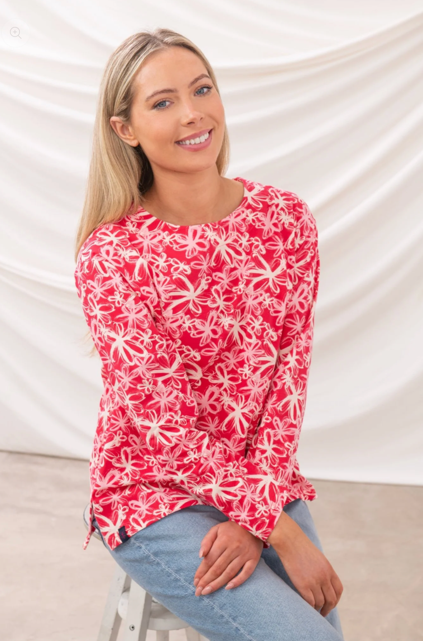 Causeway Breton Top - Raspberry Floral
