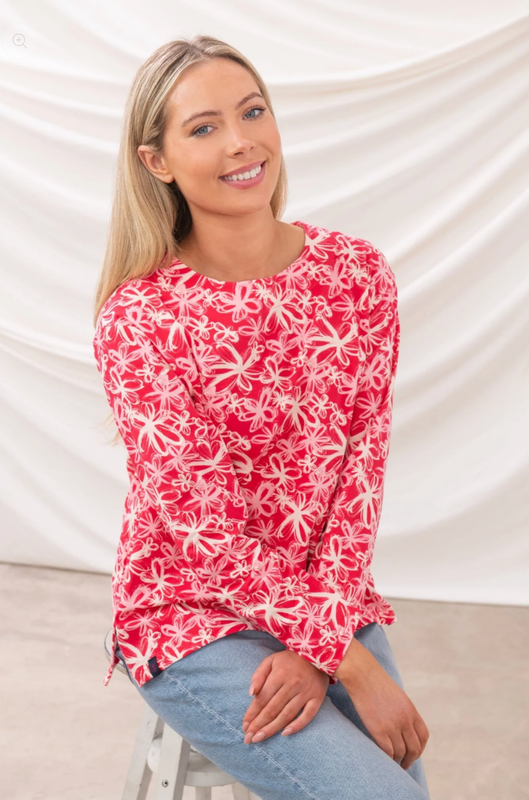 Causeway Breton Top - Raspberry Floral