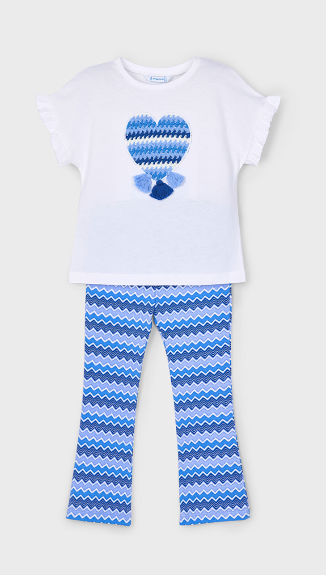 Girls Flared Leggings &amp; T-Shirt Set 3709 - Indigo