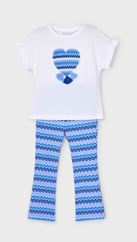 Girls Flared Leggings &amp; T-Shirt Set 3709 - Indigo