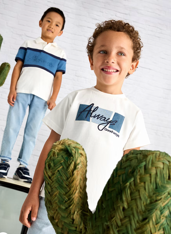 Boys Applique Text Top 3025 - Cream