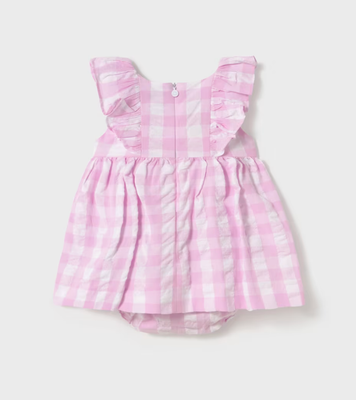 Baby Girl Gingham Dress with Nappy Cover 1912 - Mauve