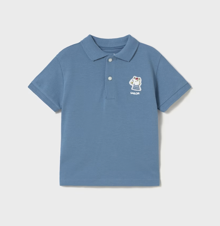 Baby Boy Applique Polo Shirt 1108 - Capri Blue