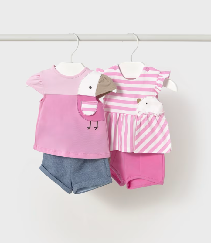 Newborn Girl 2 Piece Chick Set 1670 - Pink Stripes