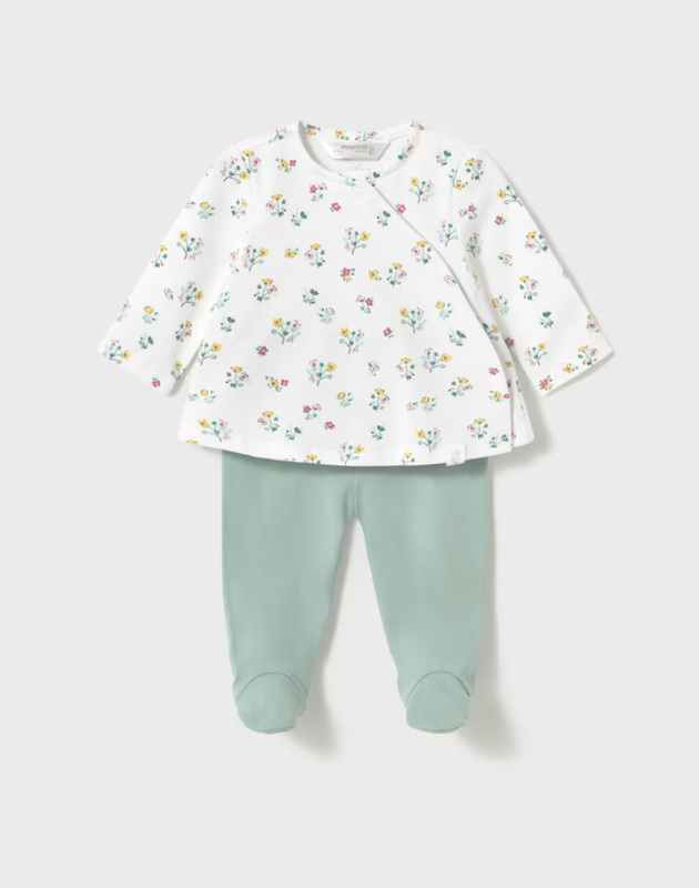 Newborn Girl Leggings &amp; Print Top Set 1588 - Jade