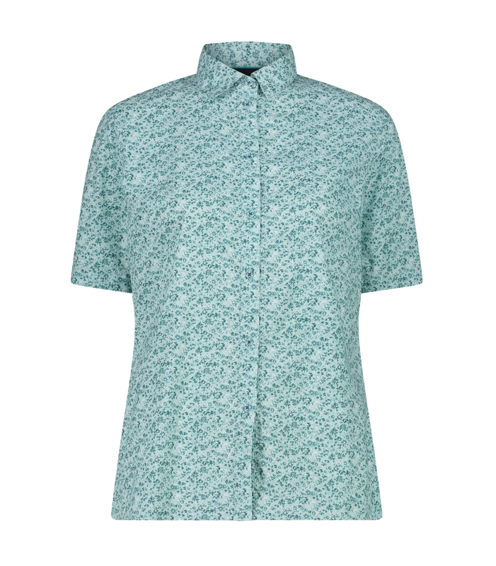 Women&#39;s S/S Allover Print Stretch Shirt 33S5656 Opale-Agave