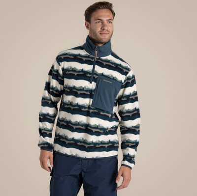 Men's National Trust Losehill Half Zip Fleece | Tranquil Blue Print