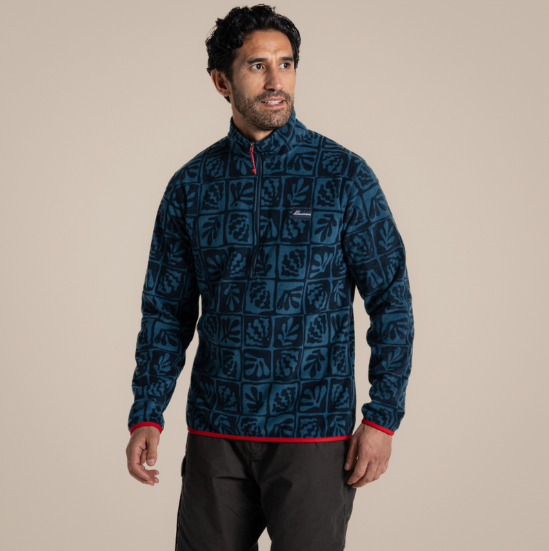Men's Galdie Half Zip Fleece | Blue Stone Print CMA1411
