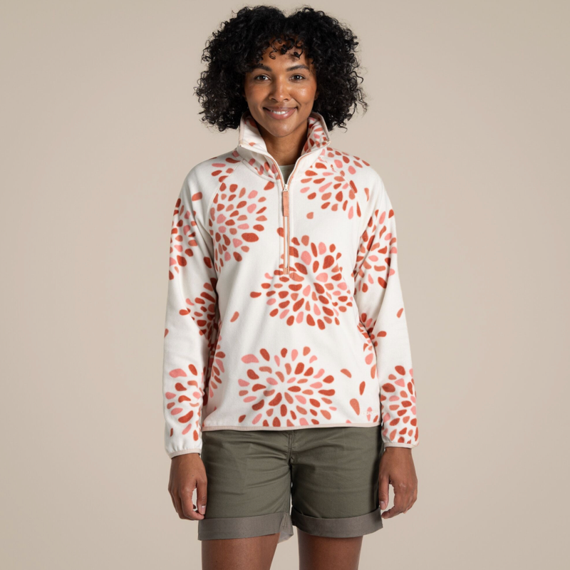 Women&#39;s National Trust Reedmace Half Zip Fleece | Red Sandstone Print CWA413