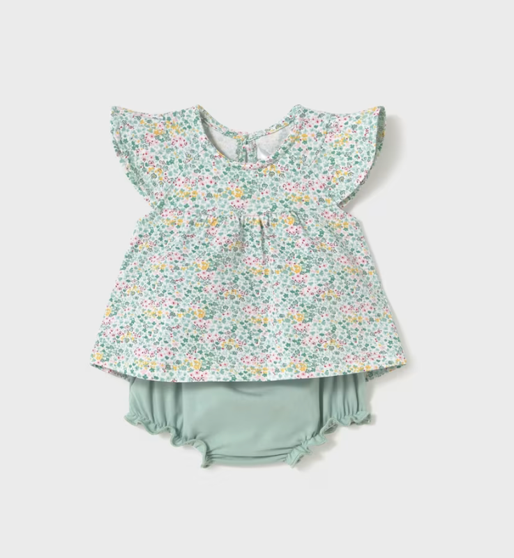 Newborn Girl Top &amp; Print Shorts 1663 - Jade Floral