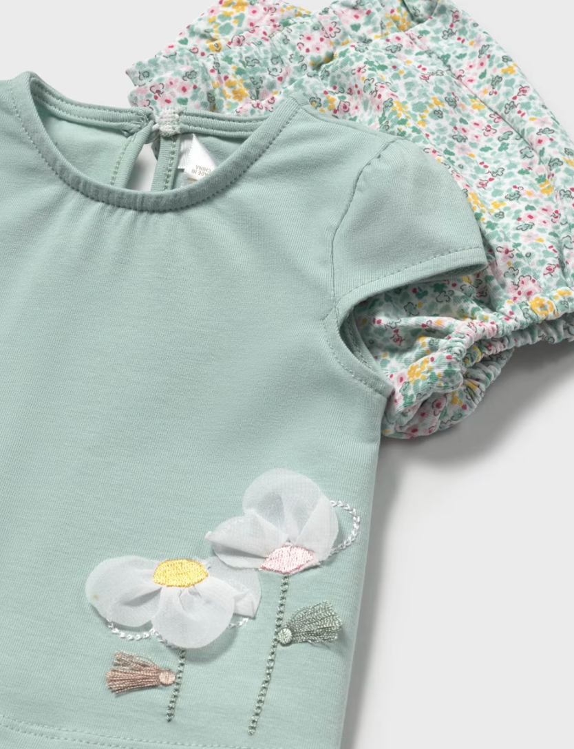 Newborn Girl Print Top &amp; Shorts 1663 - Jade Floral