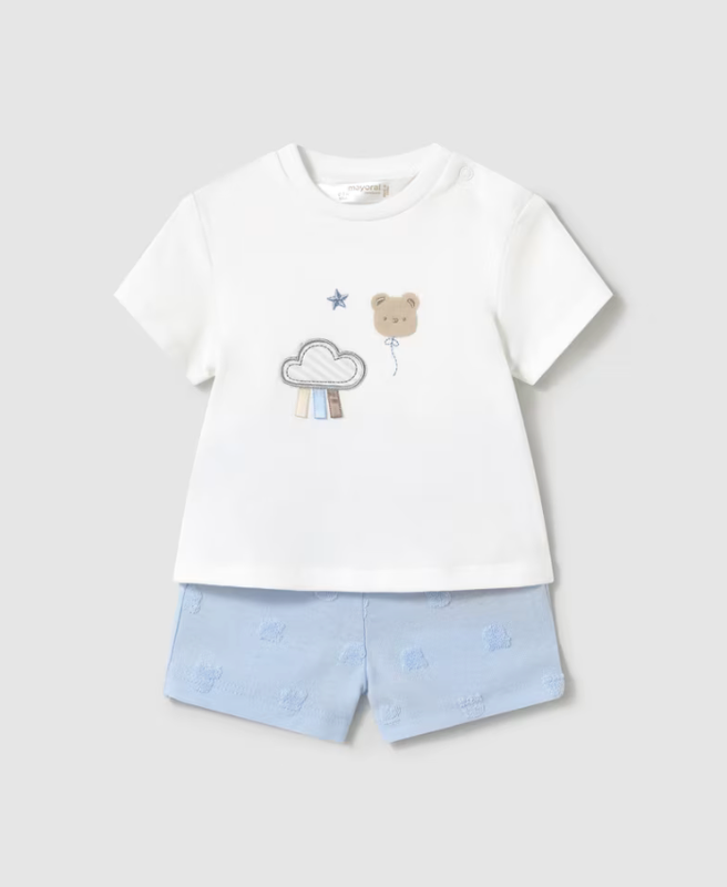 Newborn Boy Top &amp; Shorts Set 1609 - Bear/Cloud