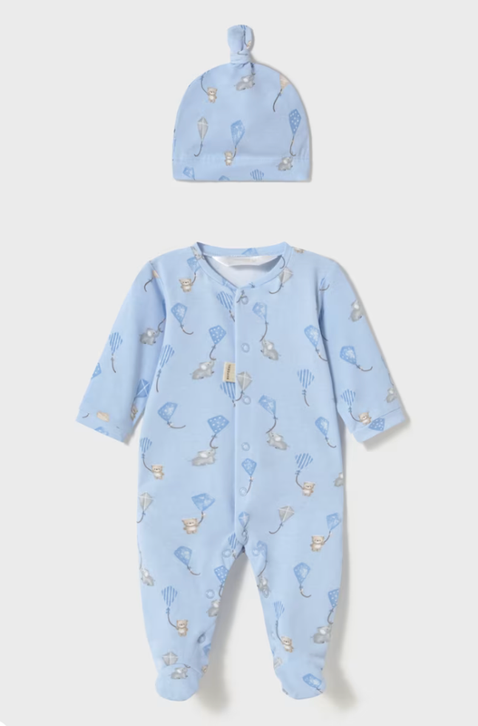 Newborn Boy Romper with Hat 1706 - Sky
