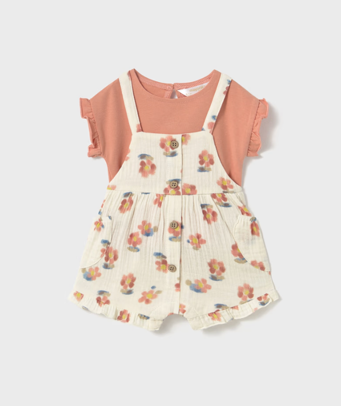 Newborn Girl Dungarees &amp; Top Set 1662 - Peach