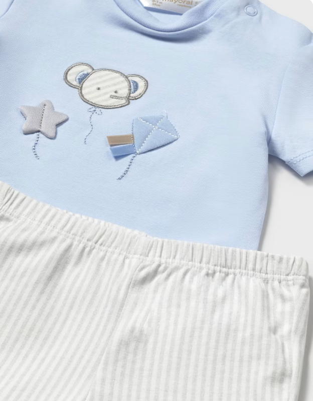 Newborn Boy Top &amp; Shorts Set 1609 - Elephant/Kite
