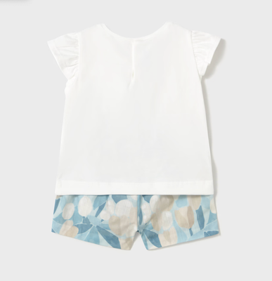 Baby Floral Print Shorts Set 1237 - Sky