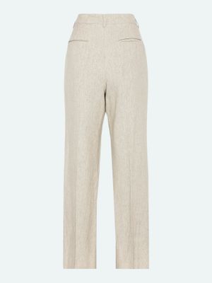 Sand Melange Linen Mix Trousers 218515