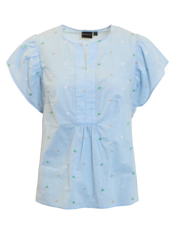 Pale Blue Embroidered Spots Blouse 218976