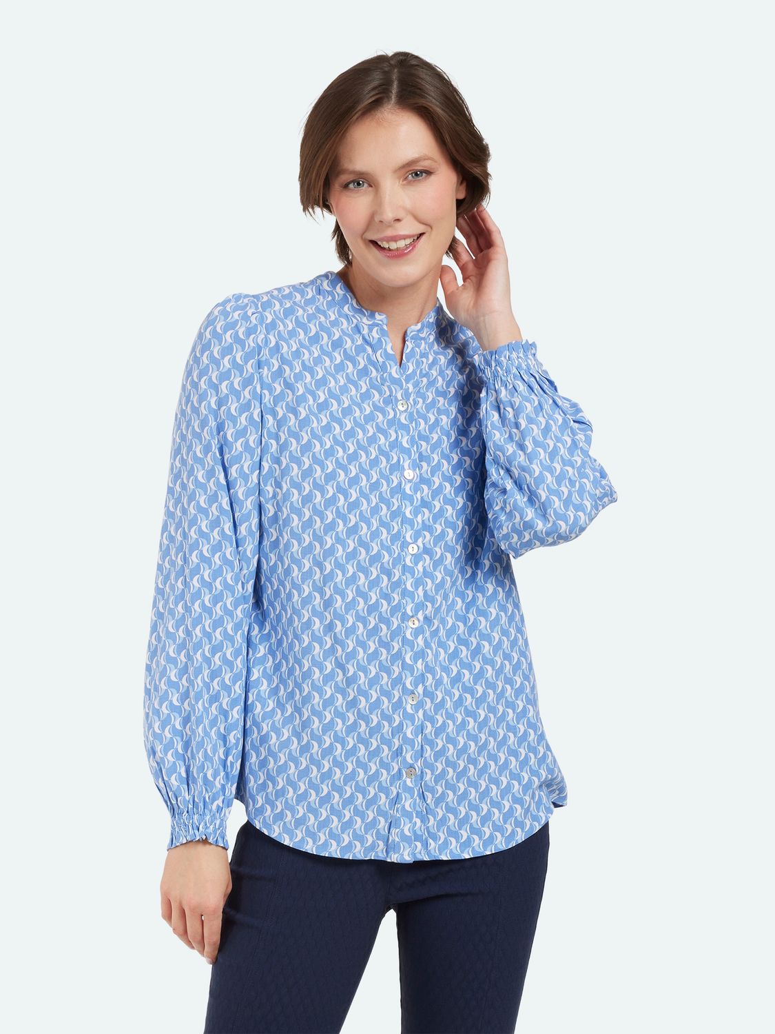 Geo Print Blouse 218615 - Light Blue