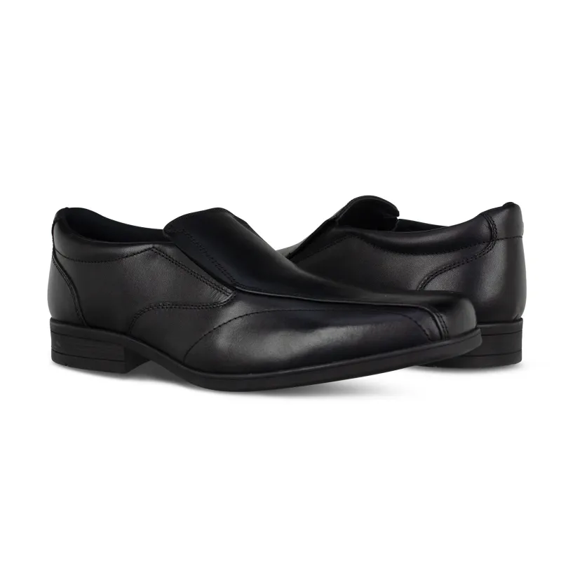 Harvey Black Leather Slip On Shoe - Junior